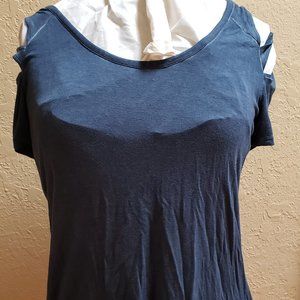 Rock & Republic, Blue, cut out sleeves, Blue, T-shirt. Size L